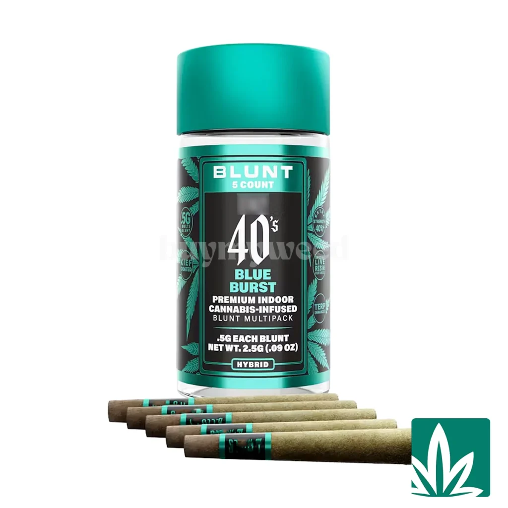 Stiiizy-Blunt-Blue-Burst-1024x1024 STZY .5G 40’s Infused Mini Blunts 5 Pack (2.5g) – Blue Burst - Image 1